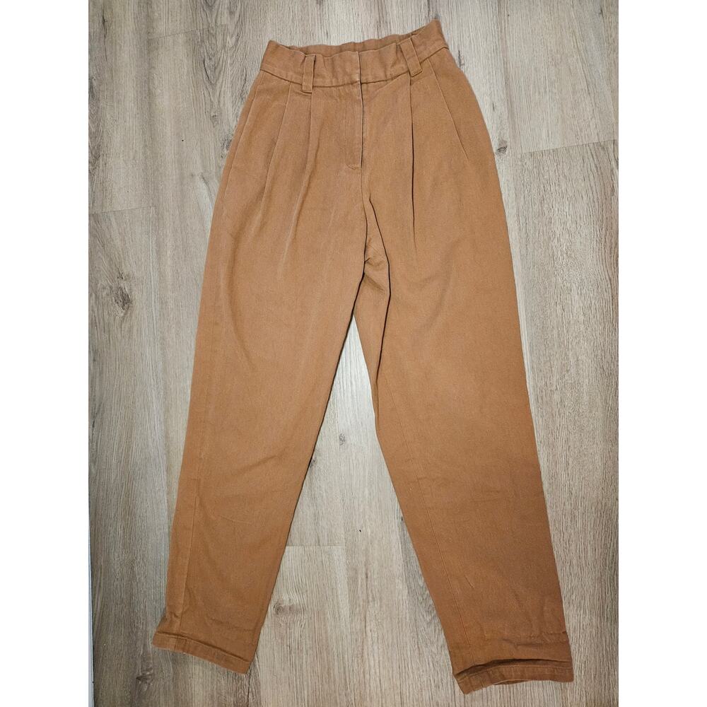 Womens high waist pleated brown trouser pants 80s 90s